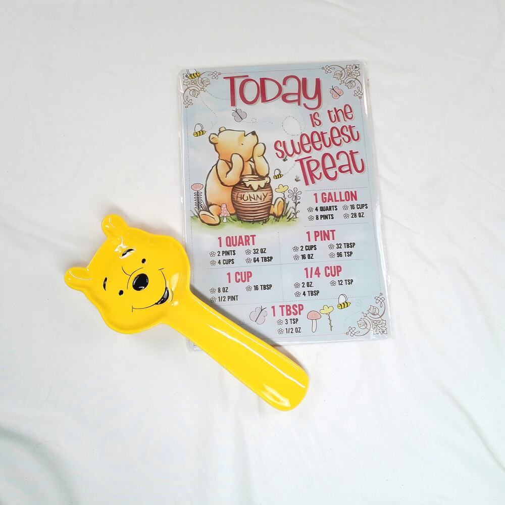 Disney Winnie the Pooh Ceramic Spoon Rest & Kitchen Measurement Conversion Sign